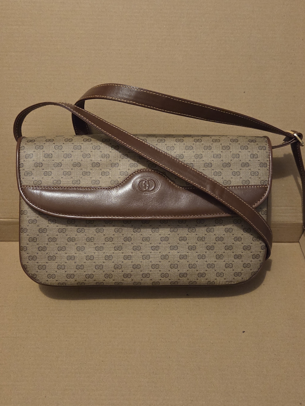 Vintage Gucci Brown Monogram Crossbody Bag
